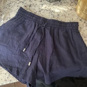 Zara Navy Relaxed Linen Shorts